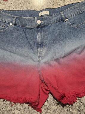 Lane Bryant Ombre Denim to Pink Frayed Hem Women's Shorts